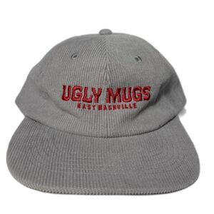 Ugly Mugs Flat Bill Hat Baseball Cap Corduroy Gray Embroidered Snapback OS